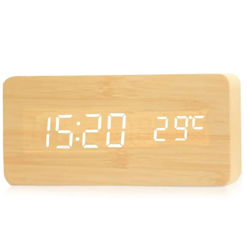 Digitaler Holz-Wecker mit LED-Anzeige