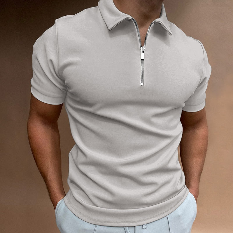 Herren Polo Shirt Mit Zipper Und Klassischem Kragen