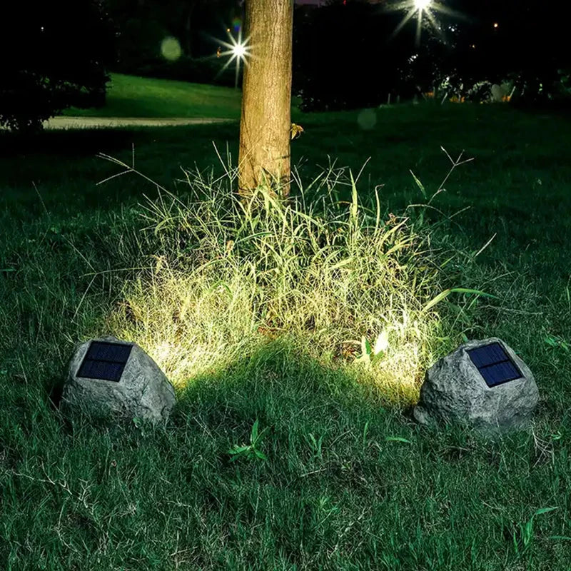 Solarbetriebene LED-Wegeleuchte im Naturstein-Design