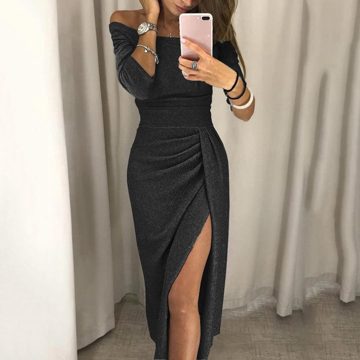 Damen Abendkleid Mit Schulterfreiem Design Und Schlitz