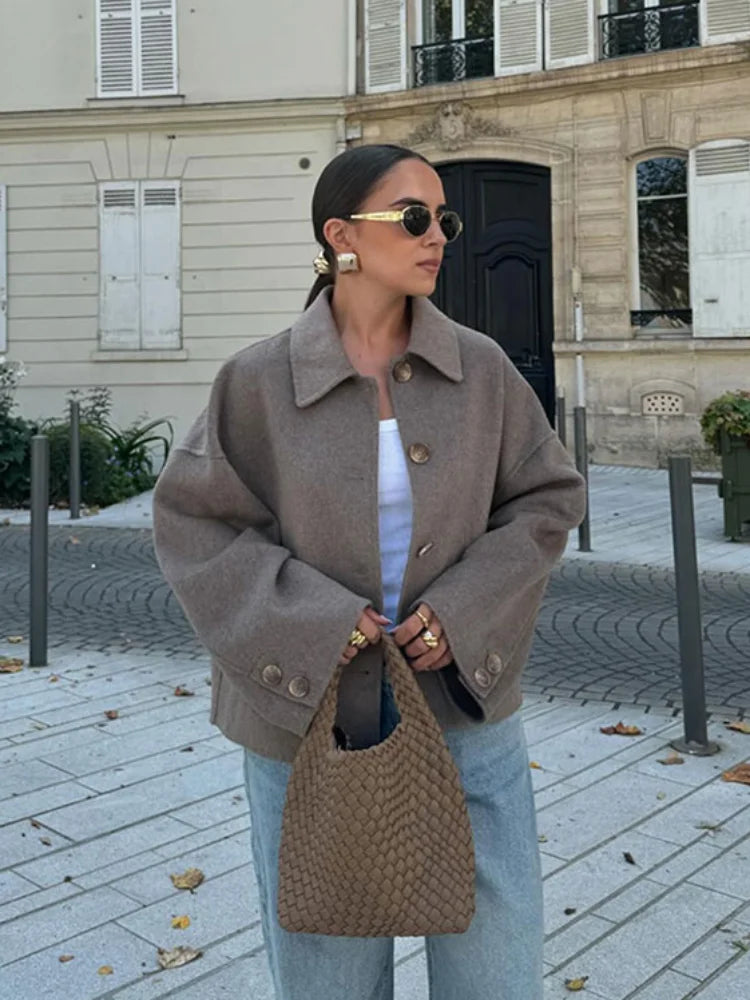 Damen Kurzjacke Mit Lockerem Schnitt