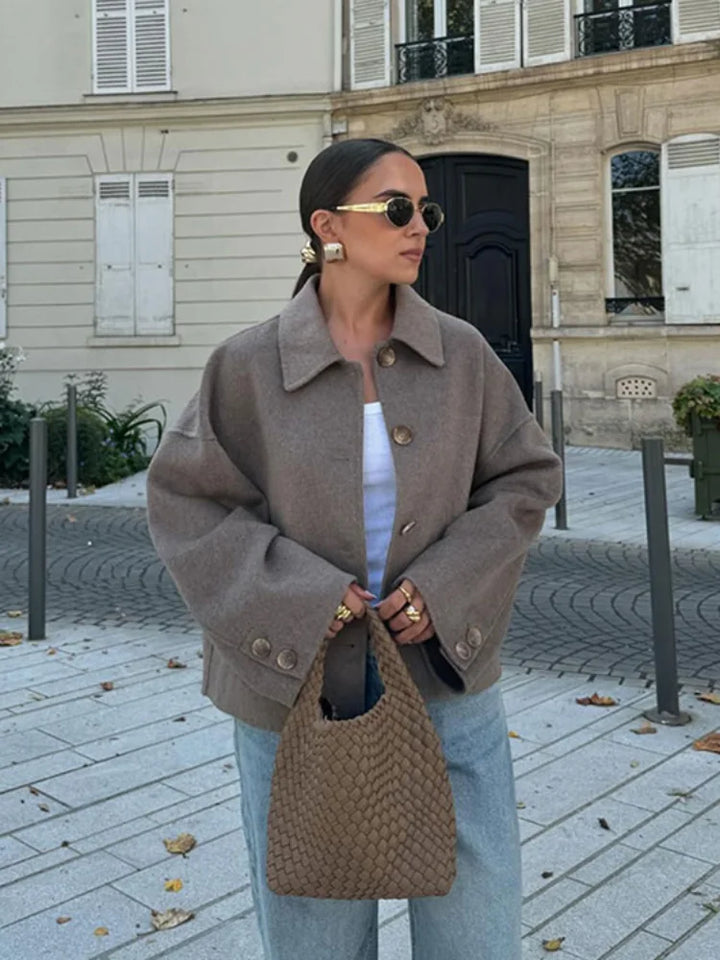 Damen Kurzjacke Mit Lockerem Schnitt