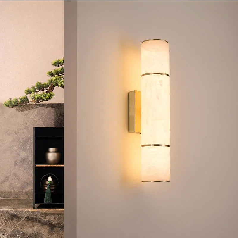Luxuriöse moderne LED-Wandleuchte mit Steinoptik für Wohnzimmer