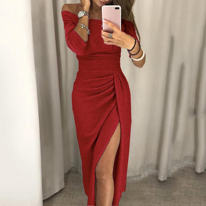 Damen Abendkleid Mit Schulterfreiem Design Und Schlitz