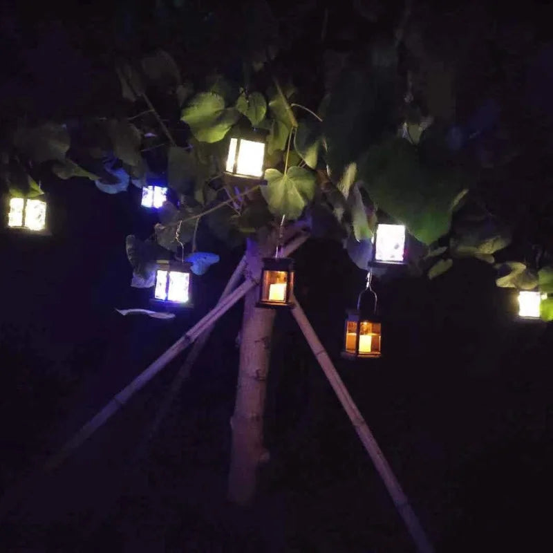 Solarbetriebene Retro-Gartenlaterne mit LED-Kerzenlicht für stimmungsvolle Nächte