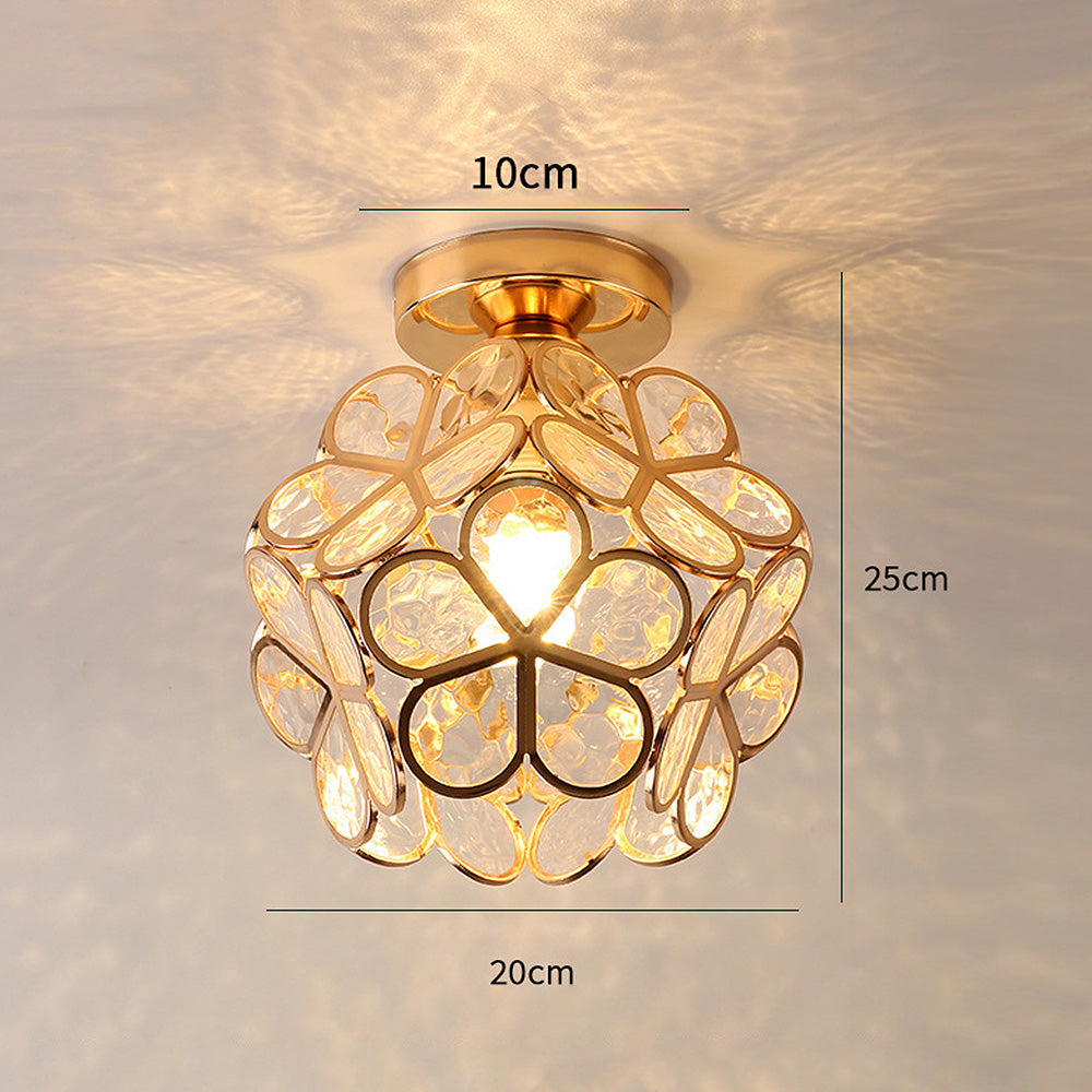 Florale Glas-Deckenleuchte mit Lichtreflexion