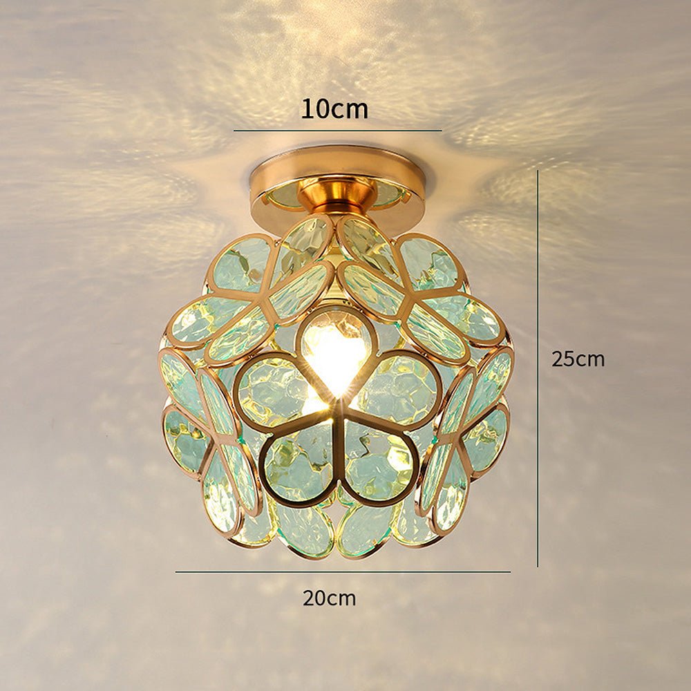 Florale Glas-Deckenleuchte mit Lichtreflexion