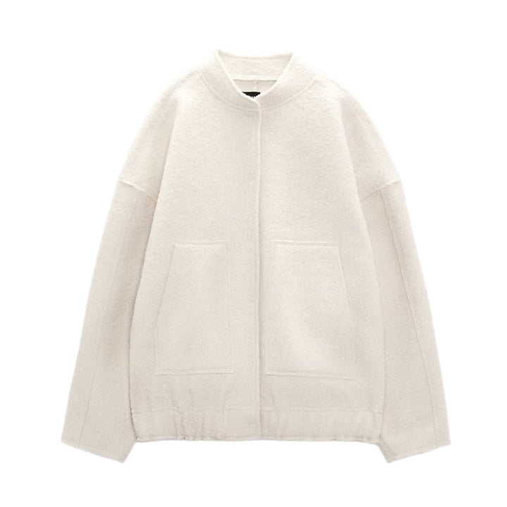Damen Oversize Mantel Mit Runder Halslinie Und Verdeckter Knopfleiste