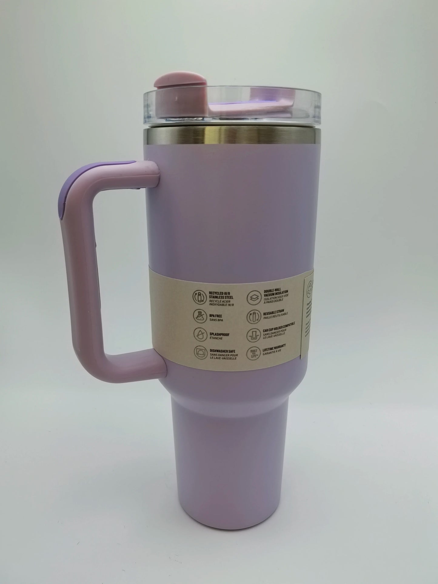 Isolierter Edelstahl-Trinkbecher mit Henkel & Deckel