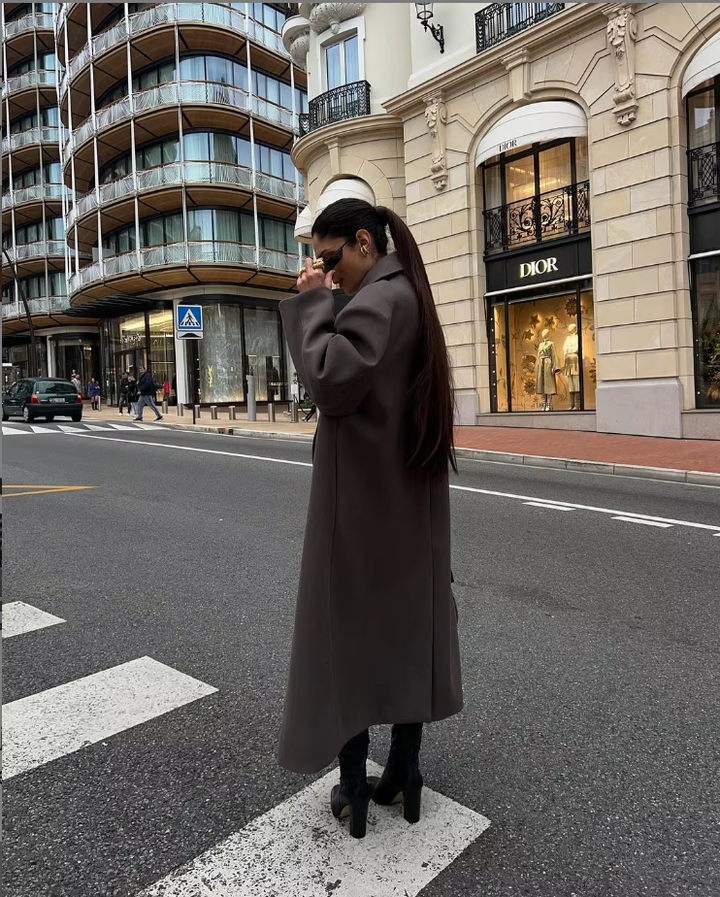 Damen Oversized Mantel Mit Reverskragen Und Doppelt Knopfreihe