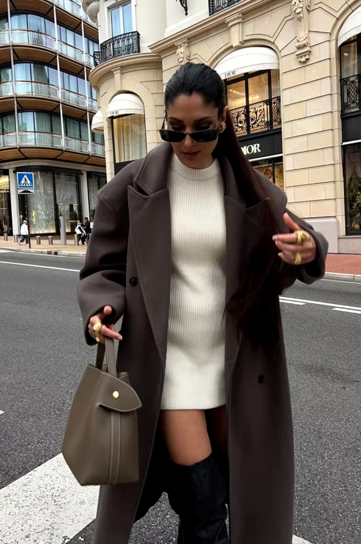Damen Oversized Mantel Mit Reverskragen Und Doppelt Knopfreihe