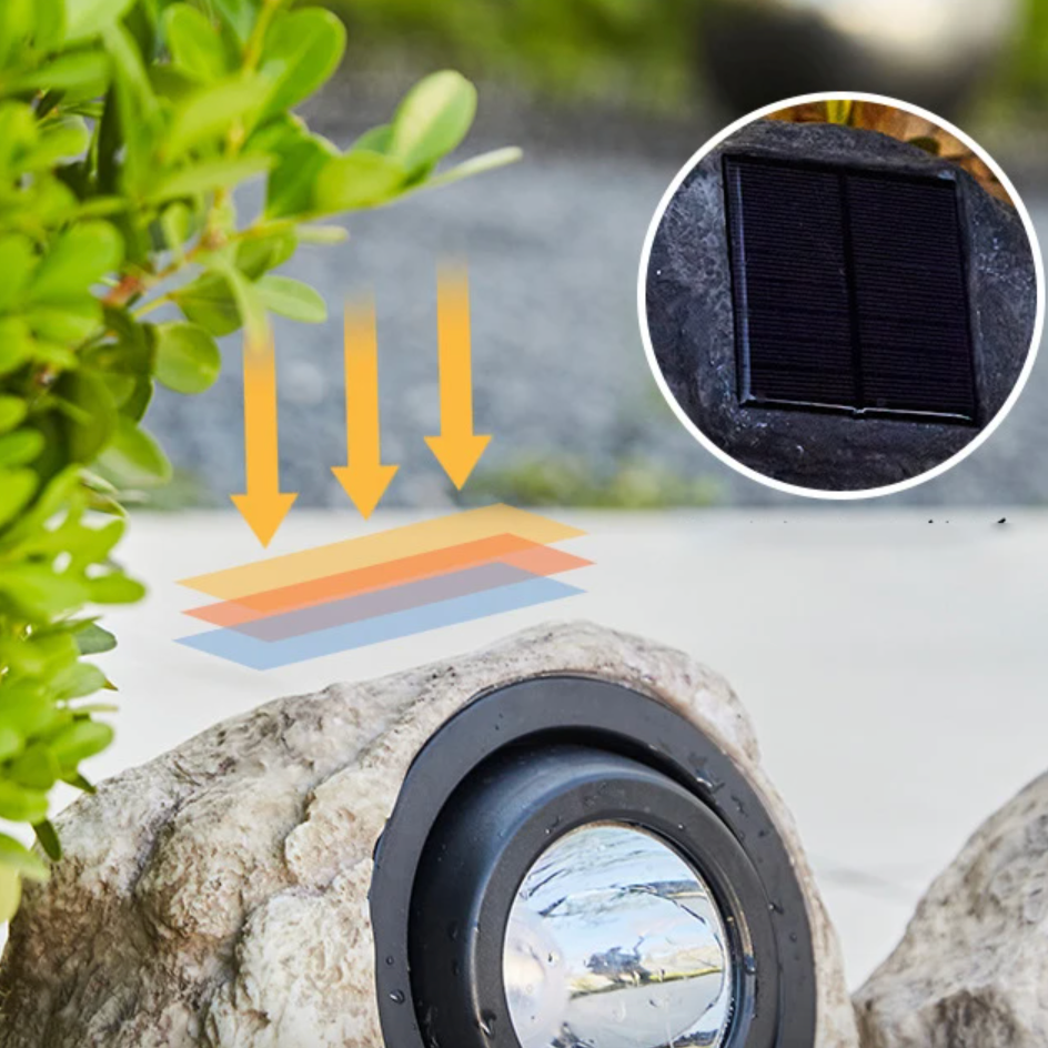 Solarbetriebene LED-Wegeleuchte im Naturstein-Design