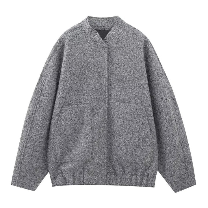 Damen Oversize Mantel Mit Runder Halslinie Und Verdeckter Knopfleiste