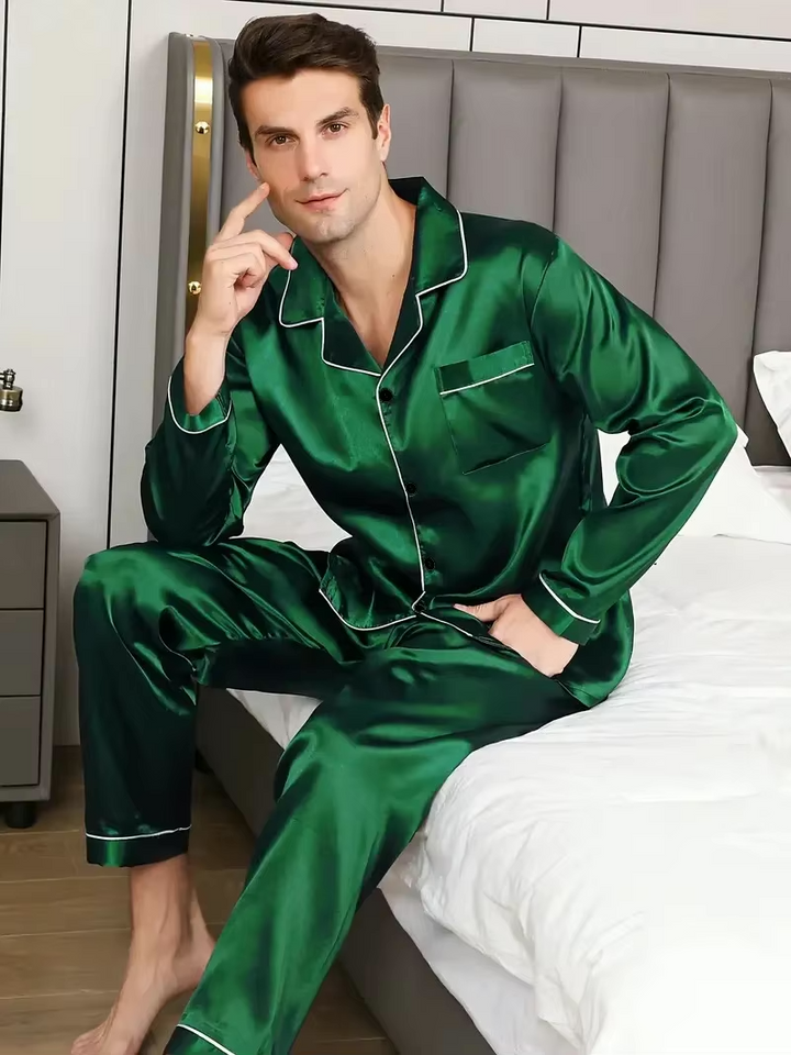 Herren Pyjama Set Aus Seiden Satin
