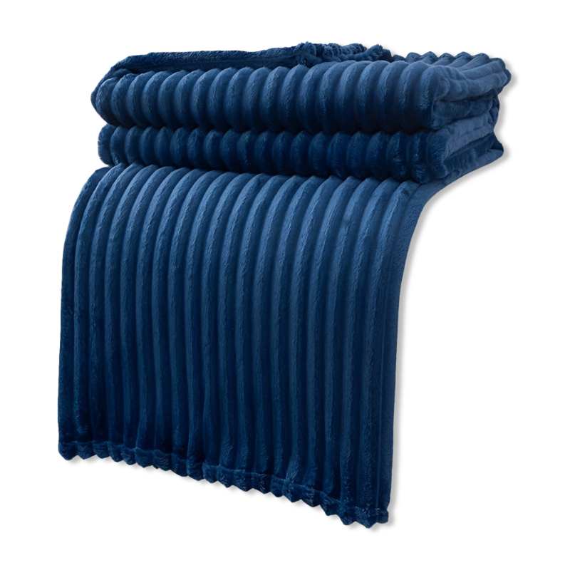 Gestreifte Fleecedecke – Dickes Plaid mit Rippstruktur für alle Jahreszeiten