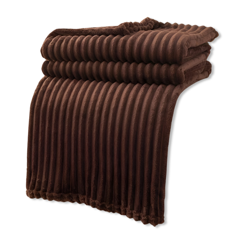Gestreifte Fleecedecke – Dickes Plaid mit Rippstruktur für alle Jahreszeiten