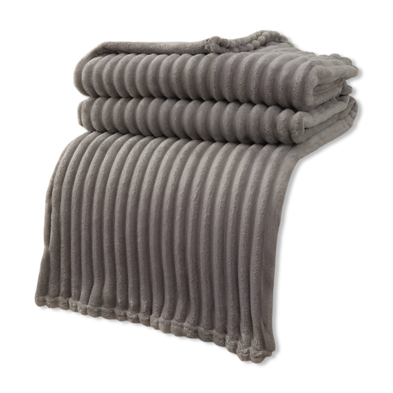 Gestreifte Fleecedecke – Dickes Plaid mit Rippstruktur für alle Jahreszeiten