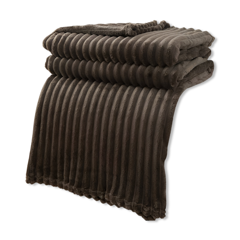 Gestreifte Fleecedecke – Dickes Plaid mit Rippstruktur für alle Jahreszeiten