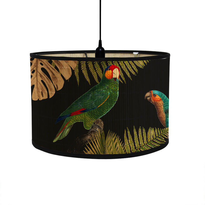 Tropischer Lampenschirm mit Tiermotiven im Vintage-Stil – rund & dekorativ