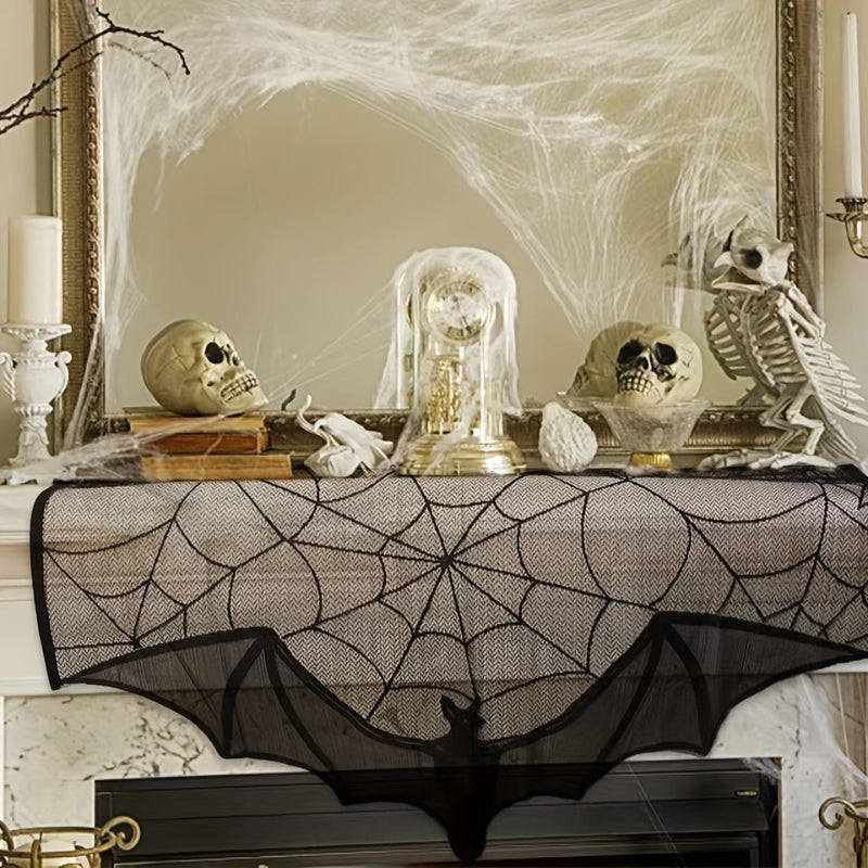 Schwarzer Spitzen-Tischläufer für Halloween
