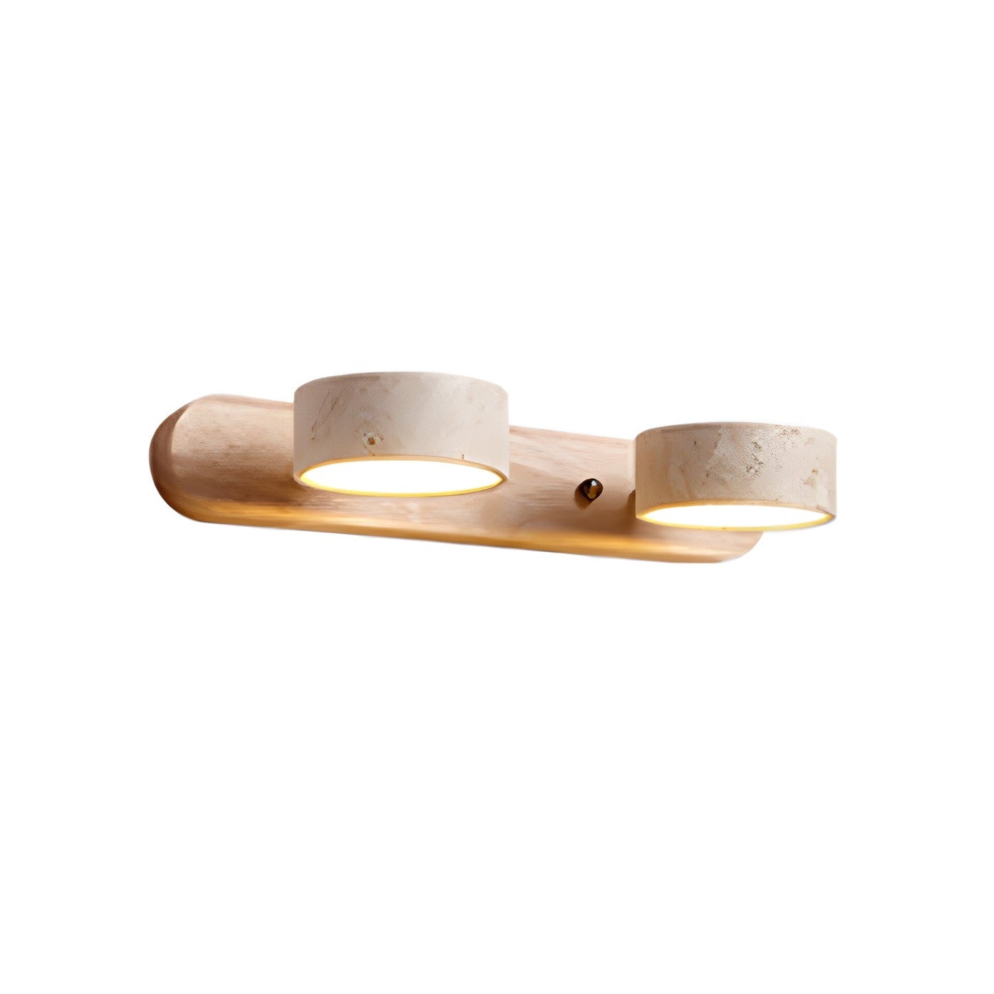 Moderne Wandlampe mit Travertin und Holz im minimalistischen Duo-Design