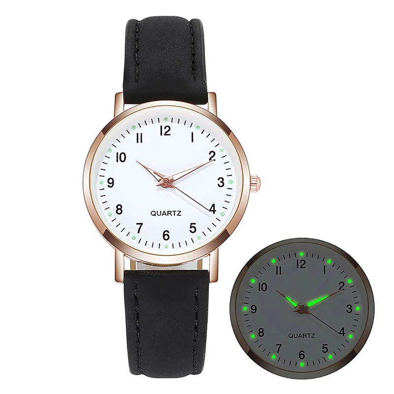 Im Dunkeln leuchtende Luxusuhr für Frauen mit Wildlederarmband