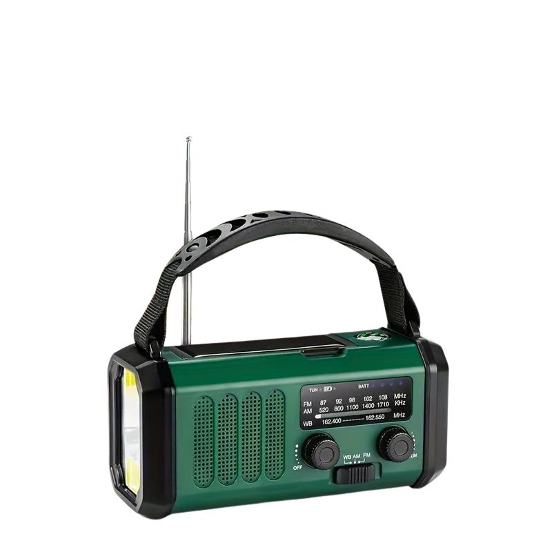 Solarbetriebenes Radiator-Notfallradio mit Handkurbel, USB und Taschenlampe