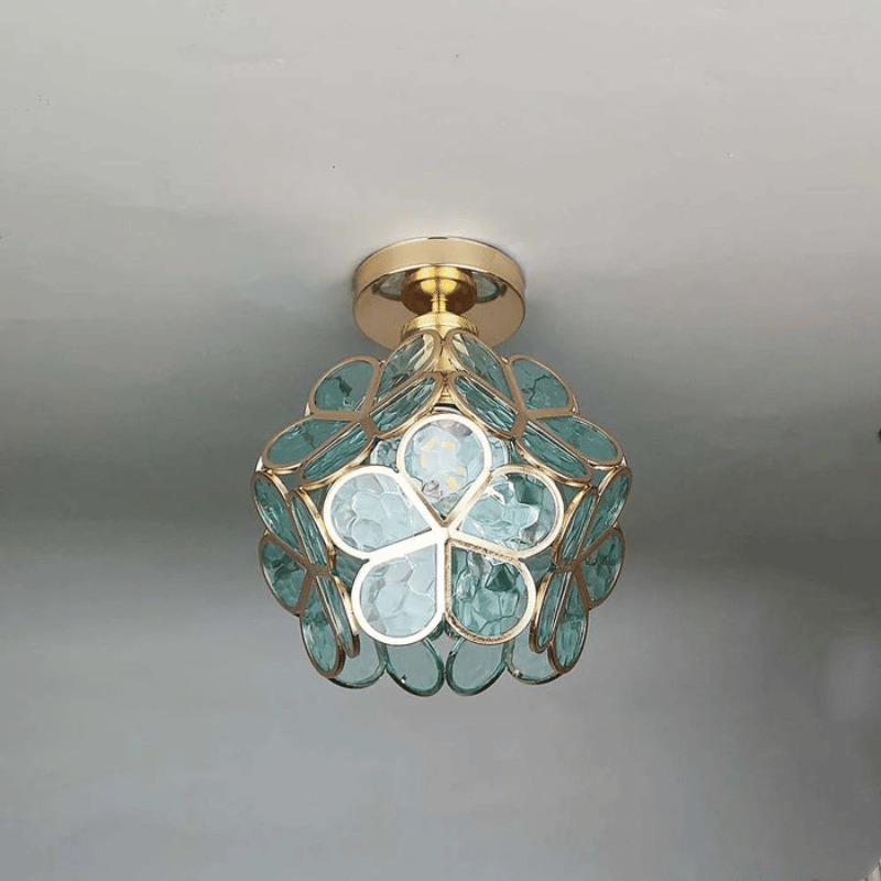Elegante Deckenleuchte aus Glas in Blumenform