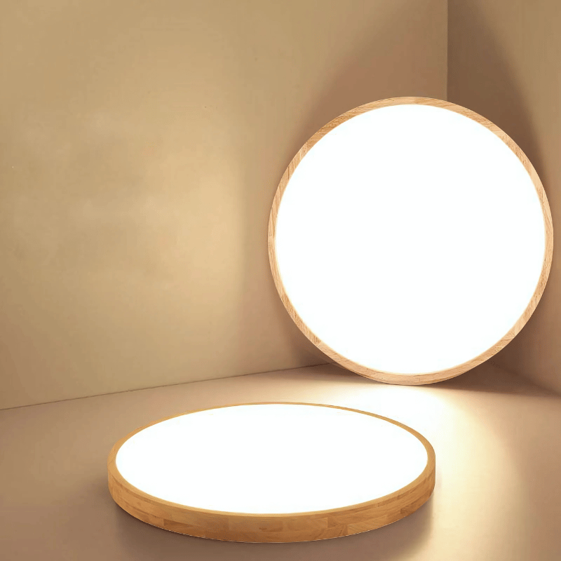 Ultraflache LED-Deckenleuchte aus Holz