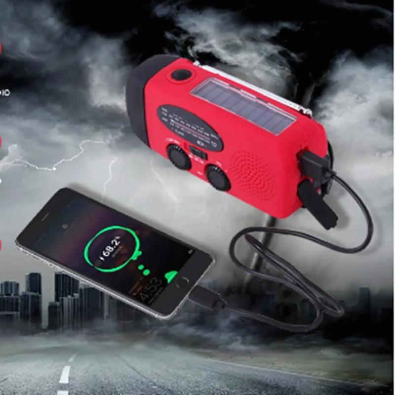 Multifunktionale Notfallradio mit Powerbank – Solar, USB, Handkurbel und LED-Taschenlampe für Notfälle