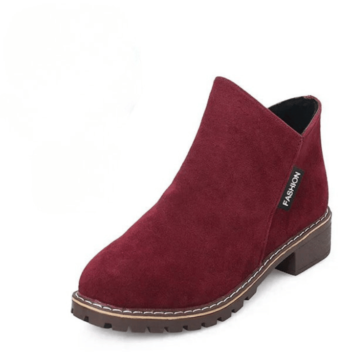 Damen Stiefeletten Mit Reißverschluss Und Niedrigem Absatz