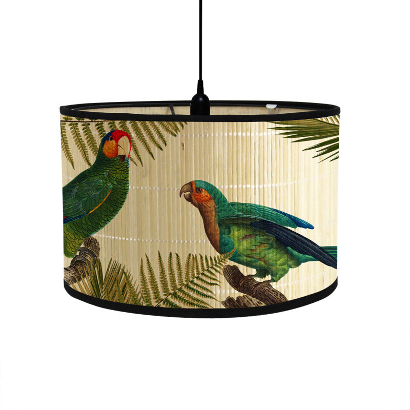 Tropischer Lampenschirm mit Tiermotiven im Vintage-Stil – rund & dekorativ