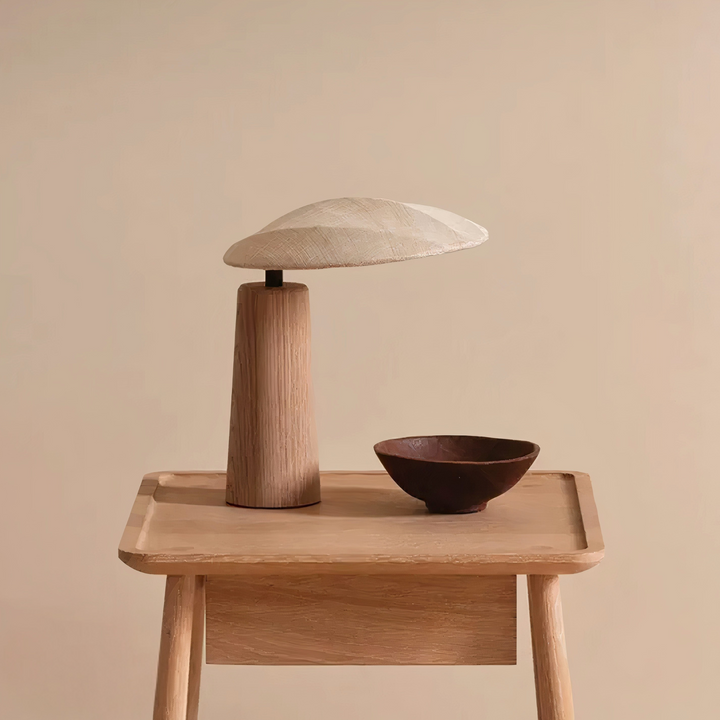 Wabi-Sabi Tischlampe aus Holz