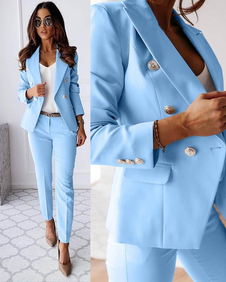 Damen Anzug Set Mit Doppelreihigem Blazer Und Hose