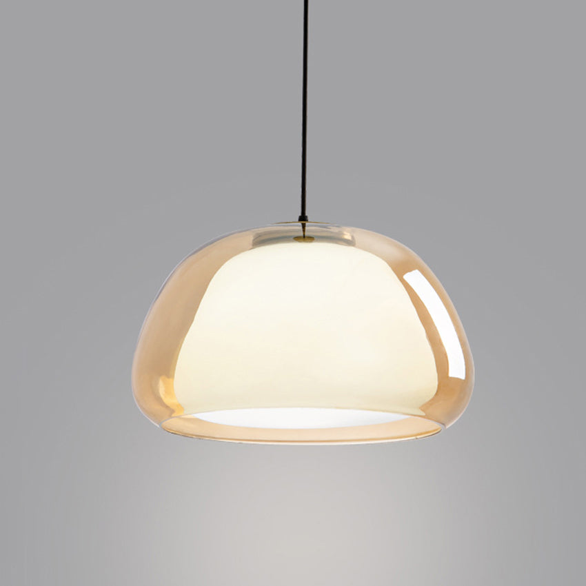 Glas Pendelleuchte mit weißem Schirm und Diffusor
