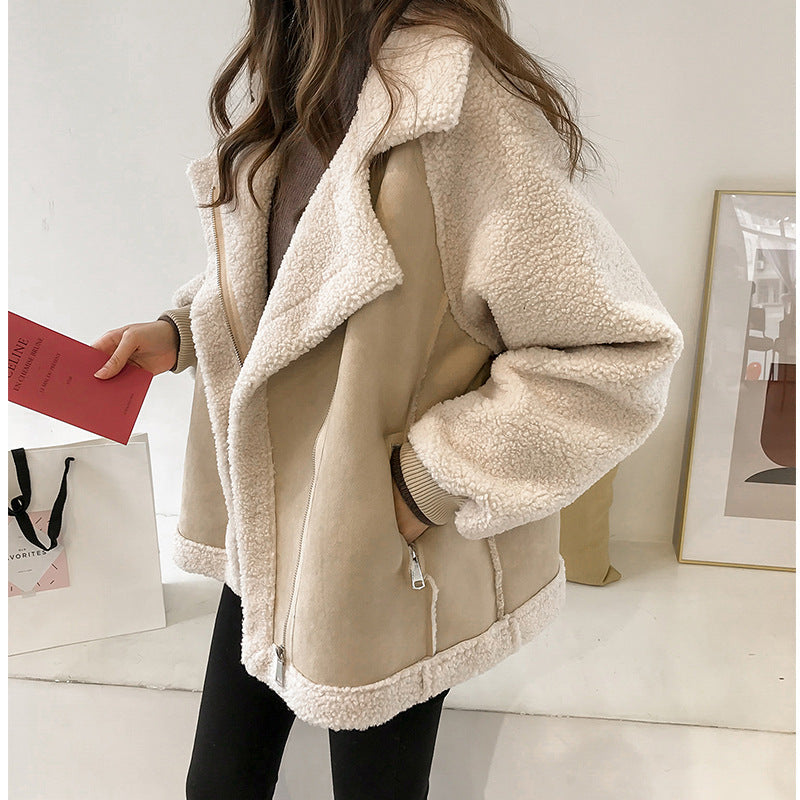 Damen Jacke Mit Reißverschluss Im Teddy-Look