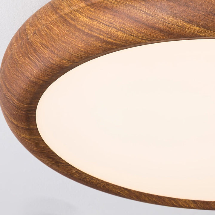 Runde Deckenleuchte mit Holzoptik und Acryl