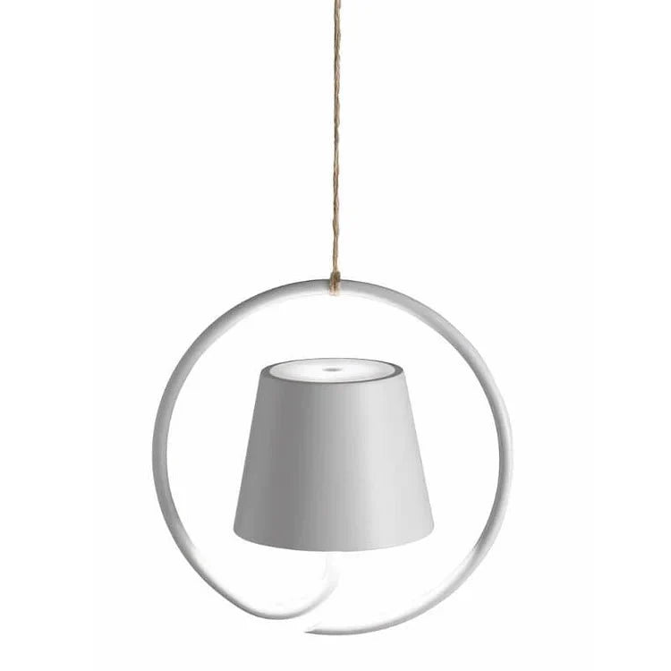 Wiederaufladbare LED Pendelleuchte mit Ringstruktur für innen & außen