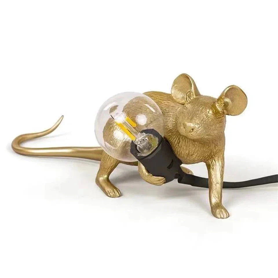 Verspielte Maus-Tischlampe – Kreatives Wohnaccessoire in Gold, Weiß oder Schwarz