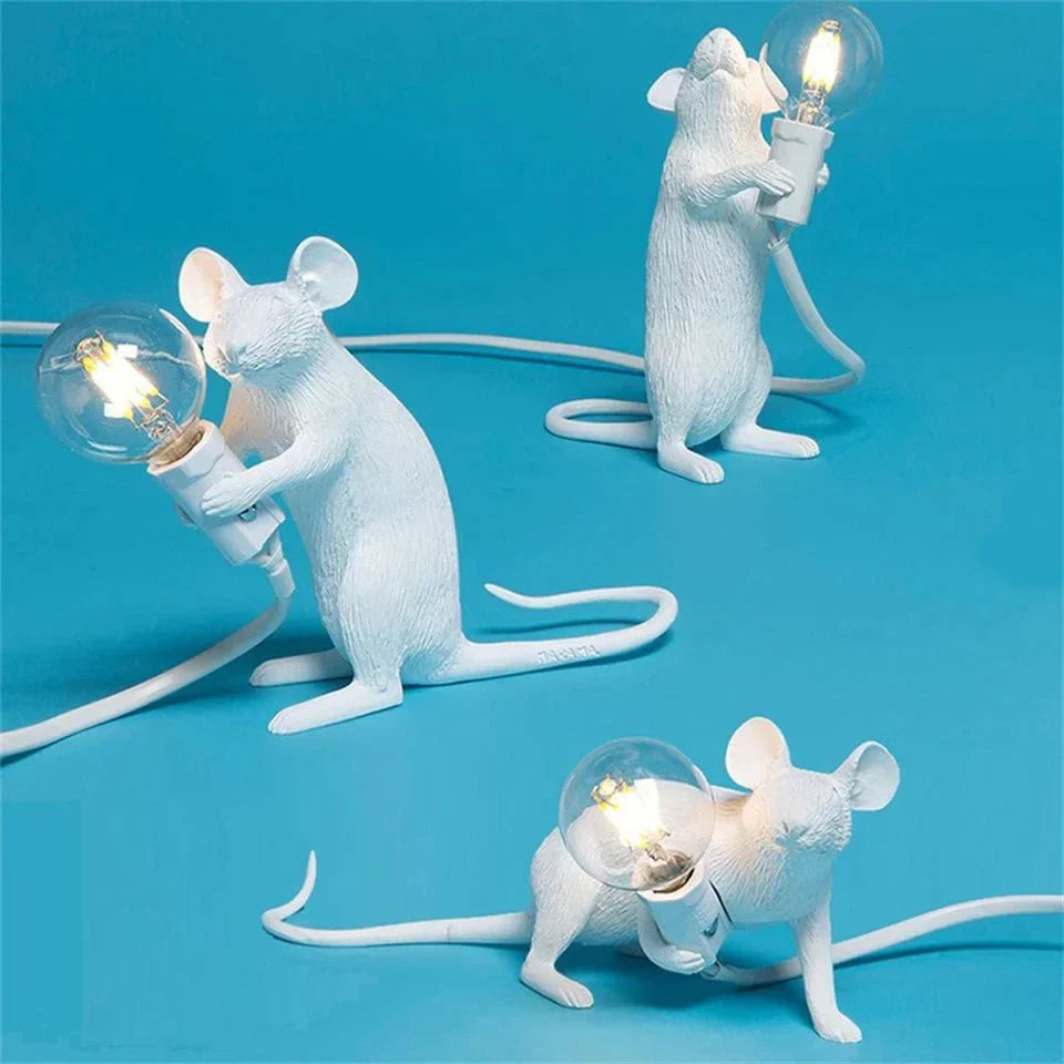 Verspielte Maus-Tischlampe – Kreatives Wohnaccessoire in Gold, Weiß oder Schwarz