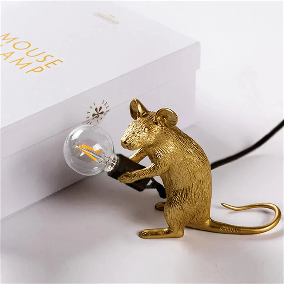 Verspielte Maus-Tischlampe – Kreatives Wohnaccessoire in Gold, Weiß oder Schwarz