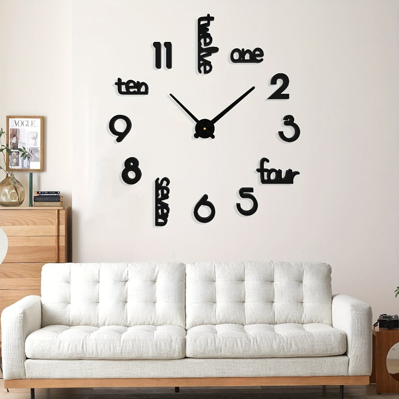 Moderne 3D Wanduhr ohne Rahmen für Wohnzimmer