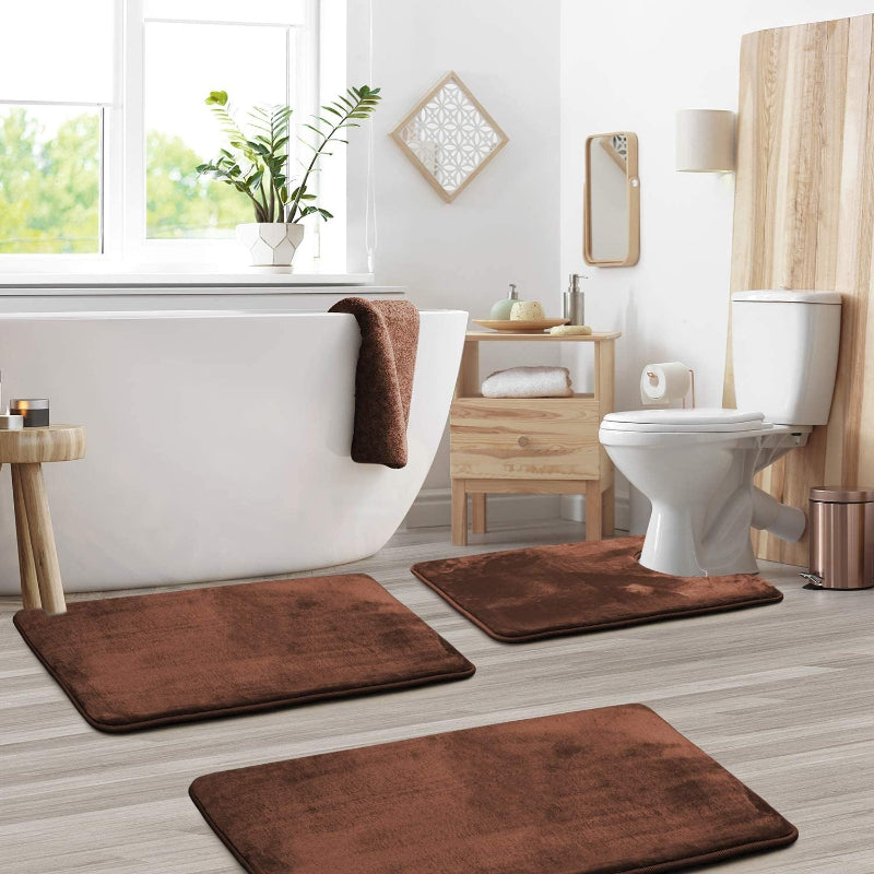 Weiches 3-teiliges Badematten-Set – Memory-Schaum & Rutschfest