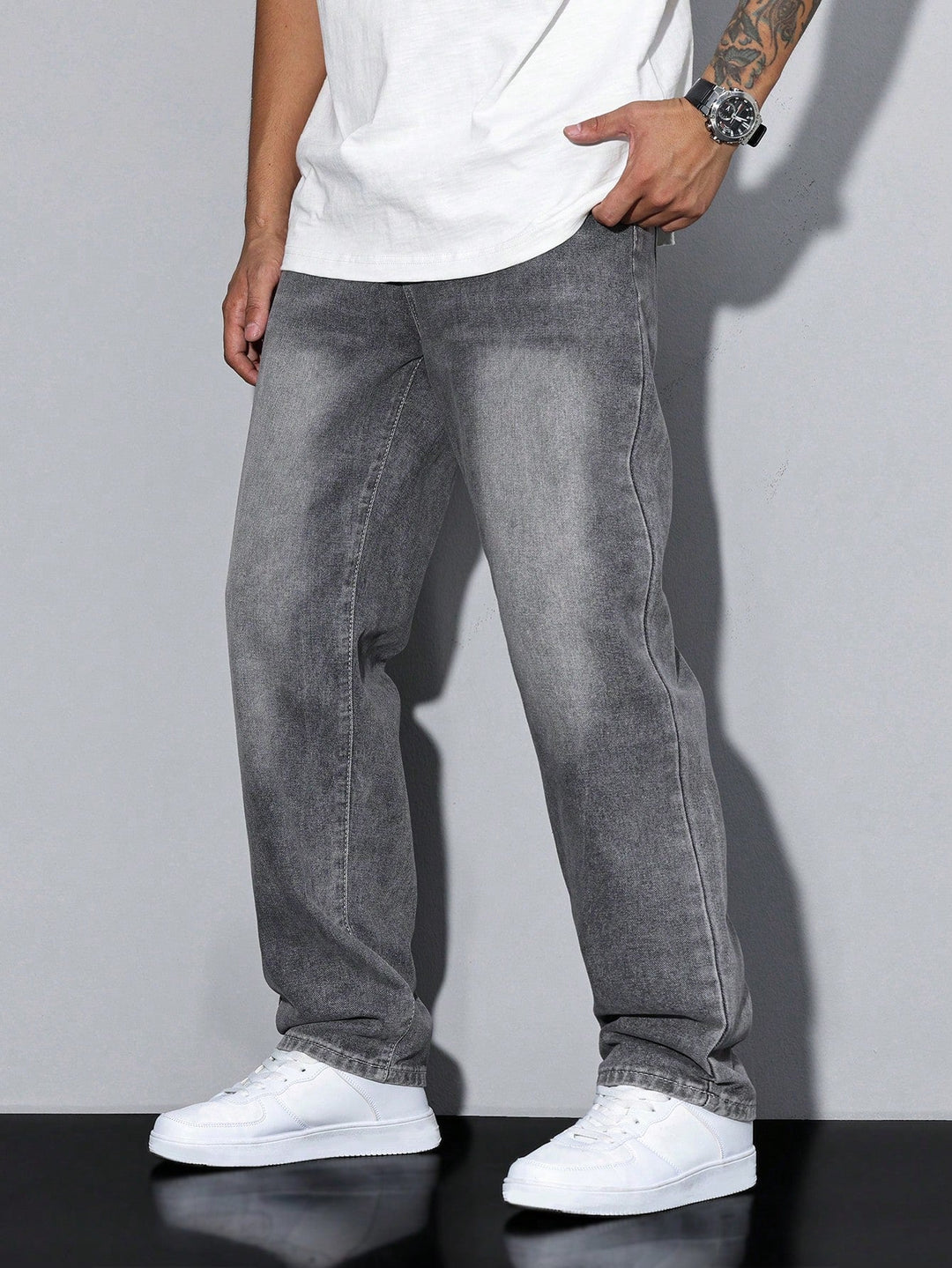 Herren Jeans In Effen Farbe Mit Geradem Schnitt