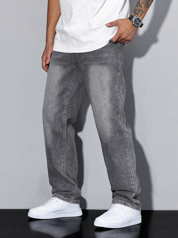Herren Jeans In Effen Farbe Mit Geradem Schnitt
