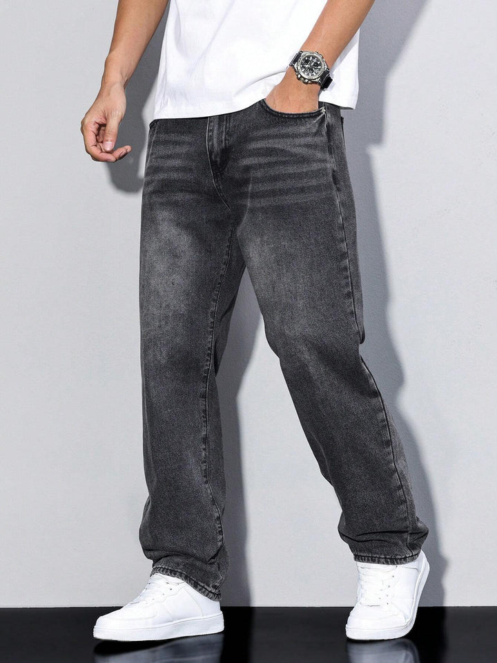 Herren Jeans In Effen Farbe Mit Geradem Schnitt