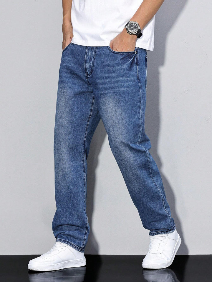 Herren Jeans In Effen Farbe Mit Geradem Schnitt