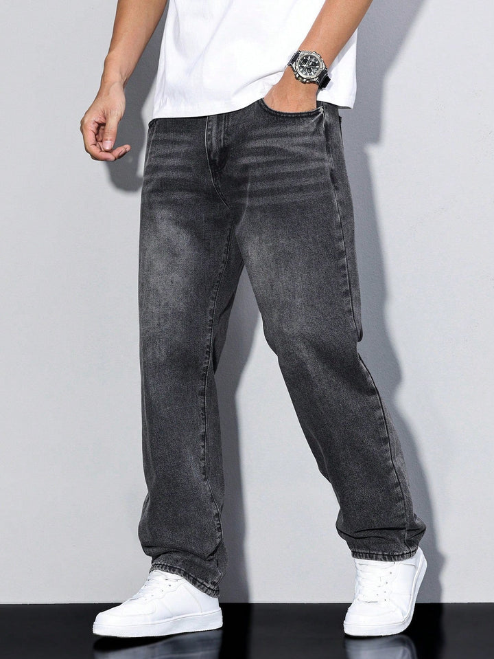 Herren Jeans In Effen Farbe Mit Geradem Schnitt