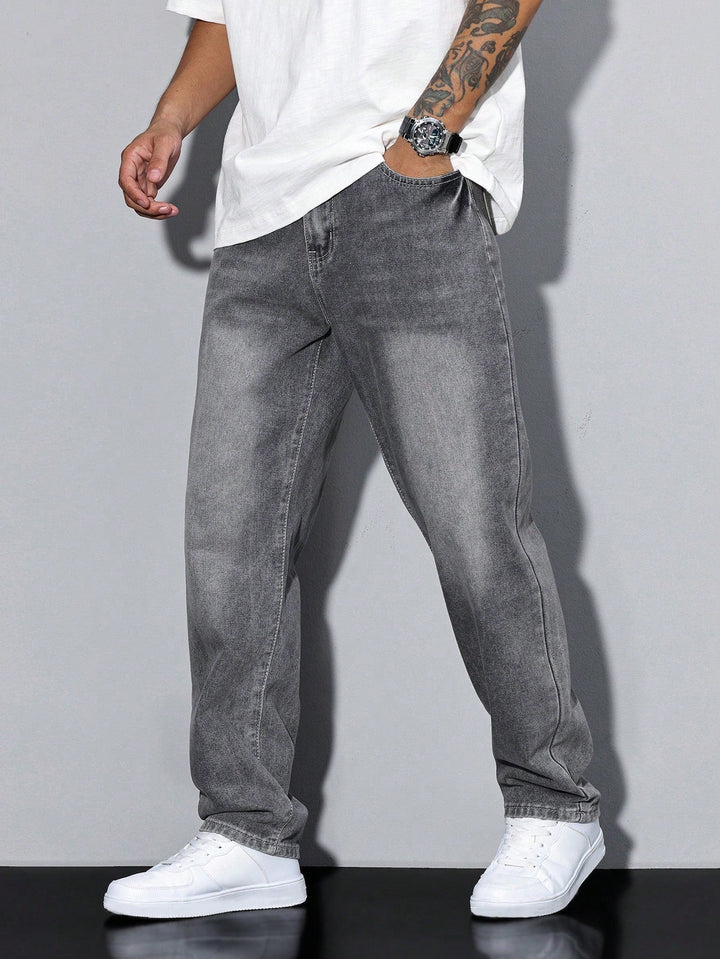 Herren Jeans In Effen Farbe Mit Geradem Schnitt