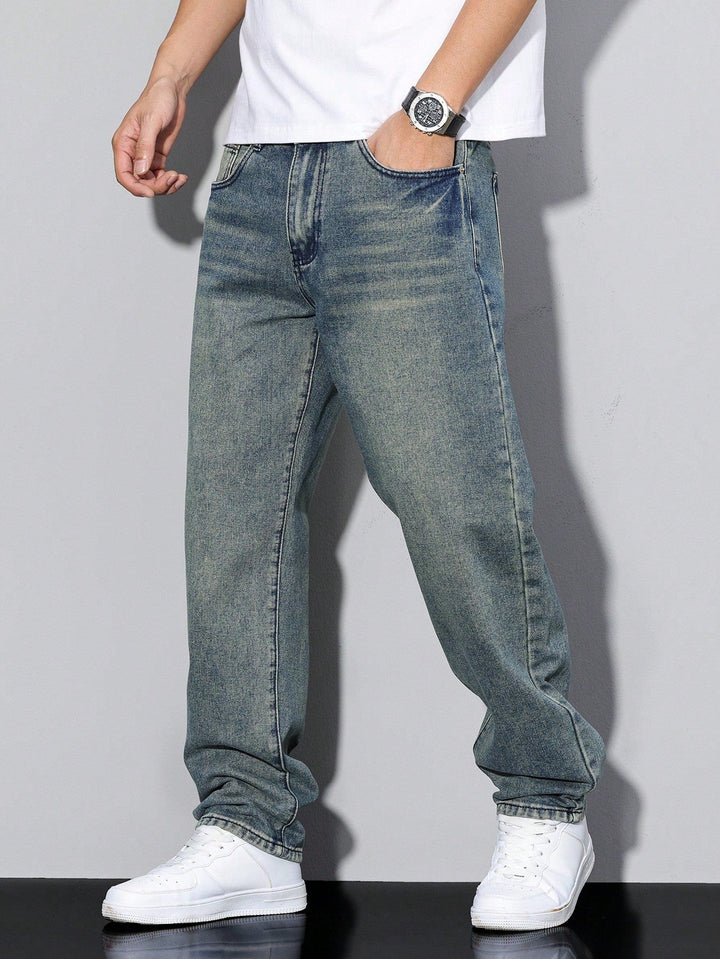 Herren Jeans In Effen Farbe Mit Geradem Schnitt